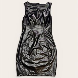 Black Faux Leather Bodycon Dress